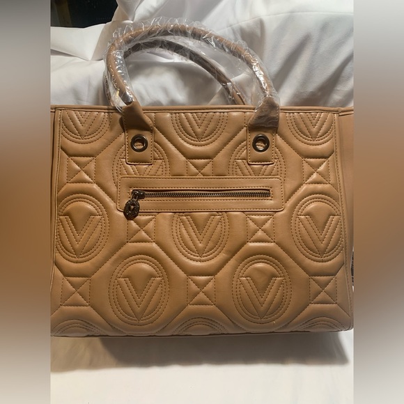 Valentino Orlandi Taupe Quilted Tote Bag w/ Matching Wristlet Wallet NWT - Picture 7 of 11